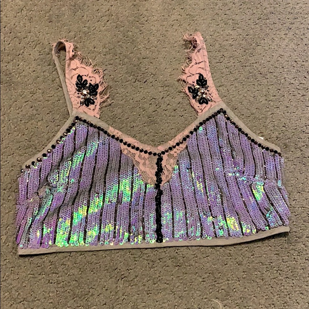 Topshop lilac sequin mermaid bralette top